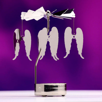 Puckator Angel Wings Rotating Carousel Spinning Tea Light Candle Holder - Living Room Accessories - Angel Themed - Home Decoration - Ornaments - Candle Holder - Table Centrepiece Decoration