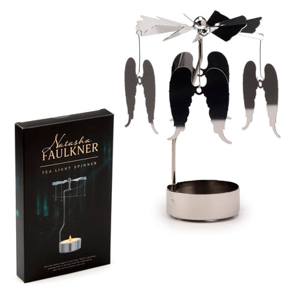Puckator Angel Wings Rotating Carousel Spinning Tea Light Candle Holder - Living Room Accessories - Angel Themed - Home Decoration - Ornaments - Candle Holder - Table Centrepiece Decoration