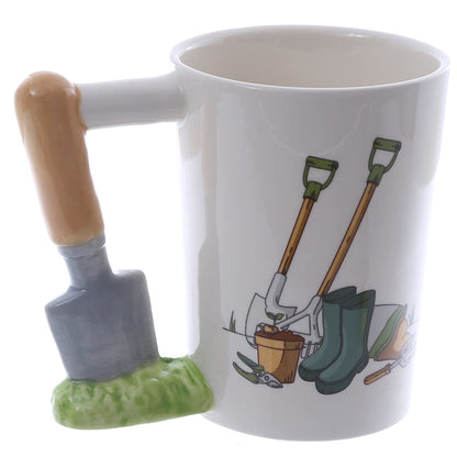 Puckator Garden Trowel Ceramic Shaped Handle Tea Coffee Mug - Funny Home Accessories For Girlfriend - Large Mugs for Men Women Hot Drinks - Cute Cups Presents - Secret Santa Gift Cup Set