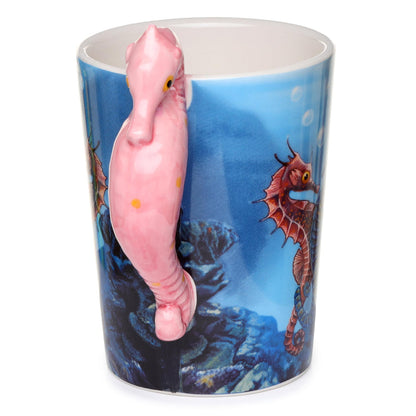 Puckator Lisa Parker Seahorse Ceramic Shaped Handle Tea Coffee Mug - Funny Home Accessories - Cute Gifts for Girlfriend - Large Mugs for Men Women Hot Drinks - Cups Presents Secret Santa Gift Cup Set
