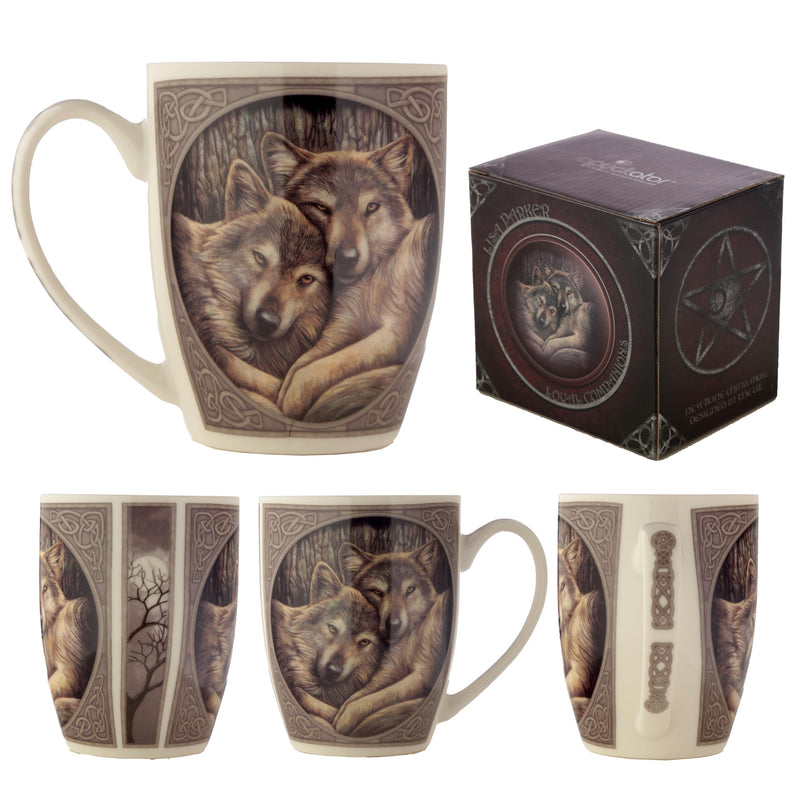 Puckator Lisa Parker Loyal Companions Wolf Porcelain Mug - Funny Home Accessories - Cute Gifts for Girlfriend - Large Mugs for Men Women Hot Drinks - Cute Cups Presents - Secret Santa Gift - Cup Set