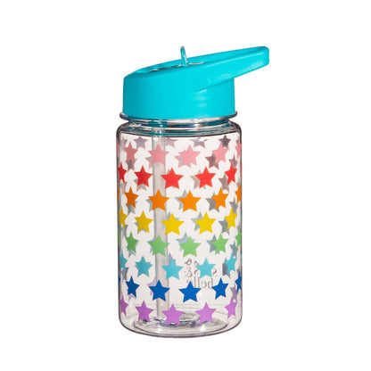 Sass & Belle Rainbow Stars Water Bottle – 400ml Reusable BPA-Free with Foldable Straw Lid, Colourful Star Design, Lightweight and Durable Kids Water Bottle for School, Travel, or Gifts
