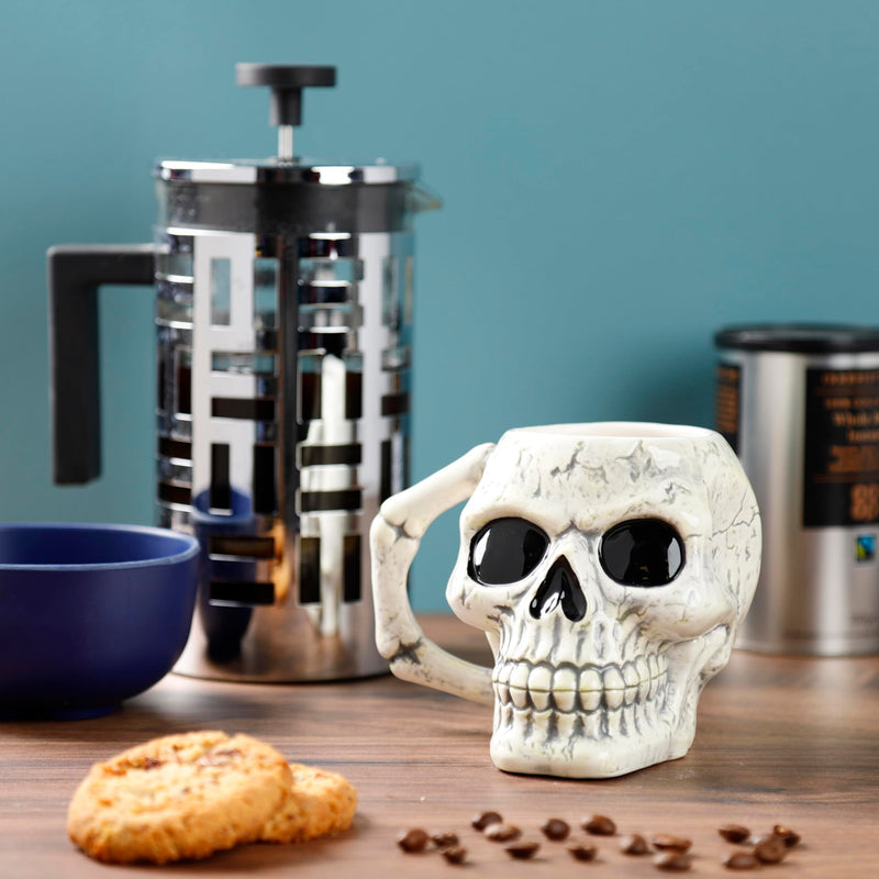 Puckator Ancient Skull Head Ceramic Shaped Tea Coffee Mug - Funny Home Accessories - Cute Gifts for Girlfriend - Large Mugs for Men Women Hot Drinks - Cute Cups Presents - Secret Santa Gift - Cup Set