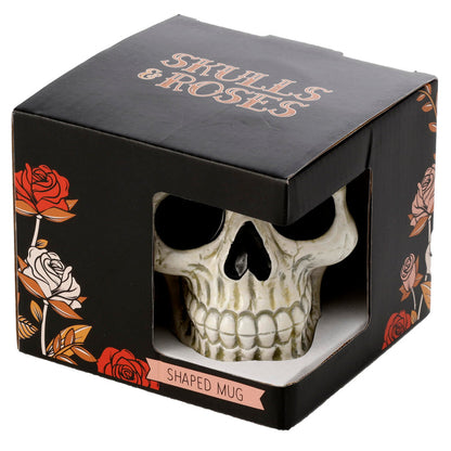 Puckator Ancient Skull Head Ceramic Shaped Tea Coffee Mug - Funny Home Accessories - Cute Gifts for Girlfriend - Large Mugs for Men Women Hot Drinks - Cute Cups Presents - Secret Santa Gift - Cup Set