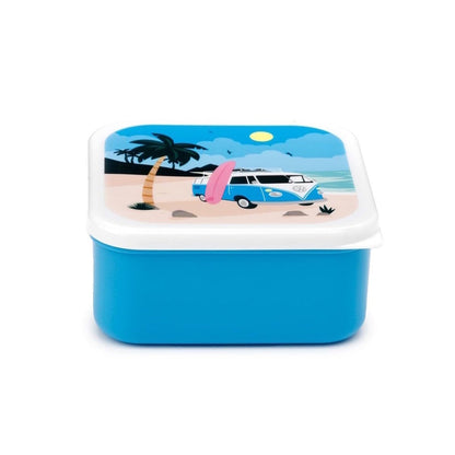 Puckator VW Volkswagen T1 Camper Bus The Waves are Calling Set of 3 Lunch Box Snack Storage M/L/XL - Lunchbox with Multi Compartments - Small Food Containers - Lunchbox for Adults and Kids Girls Boys