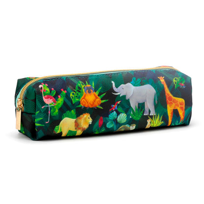 Puckator Animal Kingdom Canvas Pencil Case - School Equipment Stuff - Pencil Cases - Large Capacity Preppy Pencil Case - Zipper Pouch - Office Essentials - Pencils Case Cute - Pencilcase - Pen Case