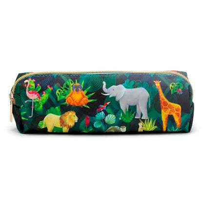 Puckator Animal Kingdom Canvas Pencil Case - School Equipment Stuff - Pencil Cases - Large Capacity Preppy Pencil Case - Zipper Pouch - Office Essentials - Pencils Case Cute - Pencilcase - Pen Case
