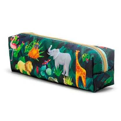 Puckator Animal Kingdom Canvas Pencil Case - School Equipment Stuff - Pencil Cases - Large Capacity Preppy Pencil Case - Zipper Pouch - Office Essentials - Pencils Case Cute - Pencilcase - Pen Case