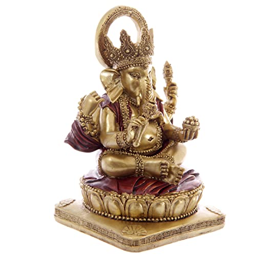 Puckator Gold and Red Ganesh Statue 14cm - Ganesh Ganesha Idol Statue Statues For Home Decor - Ganapati Ganpati Indian Decoration Decorations Home -Hindu Gift Gifts Items For Women