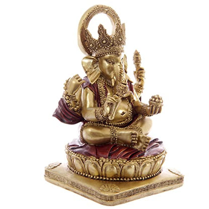 Puckator Gold and Red Ganesh Statue 14cm - Ganesh Ganesha Idol Statue Statues For Home Decor - Ganapati Ganpati Indian Decoration Decorations Home -Hindu Gift Gifts Items For Women