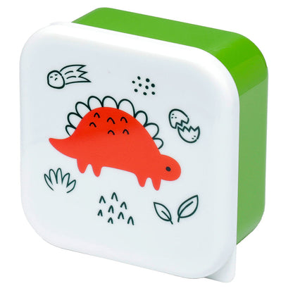Puckator Dinosauria Jr Set of 3 Lunch Box Snack Storage S/M/L - Lunchbox with Multi Compartments - Small Food Containers - for Adults and Kids - Girls Boys Lunchbox - Food Prep with Lids