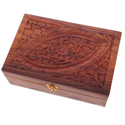 Puckator Sheesham Wood Essential Oil Box Design 1 (Holds 24 Bottles) - Pretty Wood Storage Box Boxes For Diffuser Pure Essential Oil Nail Polish Aromatherapy - Indian Home Decor