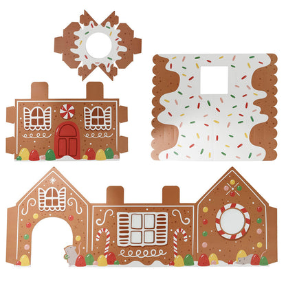 Puckator Christmas Gingerbread Lane Cat Playhouse Build it Yourself Cardboard Cat Den Tree Tower - Scratch Post - Cats Play Shelter House - Kitten Den Beds For Indoor - Accessories - Bed Cave Kennel