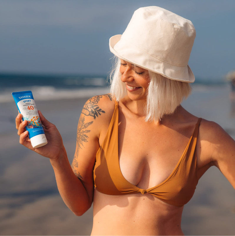 Badger Company, Clear Zinc Sunscreen Cream, SPF40, Unscented, 2.9 fl oz (87 ml)