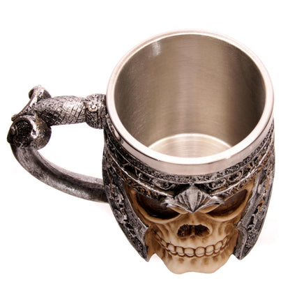 Puckator Dark Legends Skull Warrior Tankard - Pint Glass - Viking Goblet - Fantasy Home Decoration - Beer Mugs - Viking Cup - Cool Glasses for Drinking - Tankers for Men - Resin