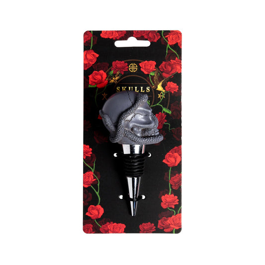 Puckator Skulls and Roses Skull and Snake Bottle Stopper - Ceramic Wine Bottle Stopper for Prosecco and Wine -Wine Glass Bottle Topper Funny Wine Gifts for Wine Lover Red Wine Accessories