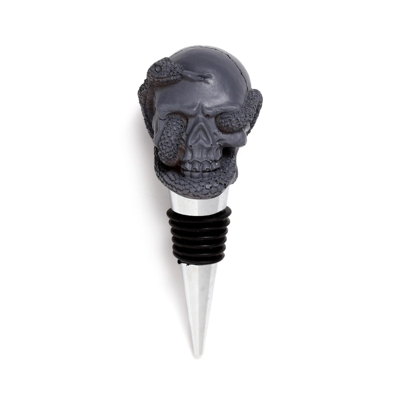 Puckator Skulls and Roses Skull and Snake Bottle Stopper - Ceramic Wine Bottle Stopper for Prosecco and Wine -Wine Glass Bottle Topper Funny Wine Gifts for Wine Lover Red Wine Accessories