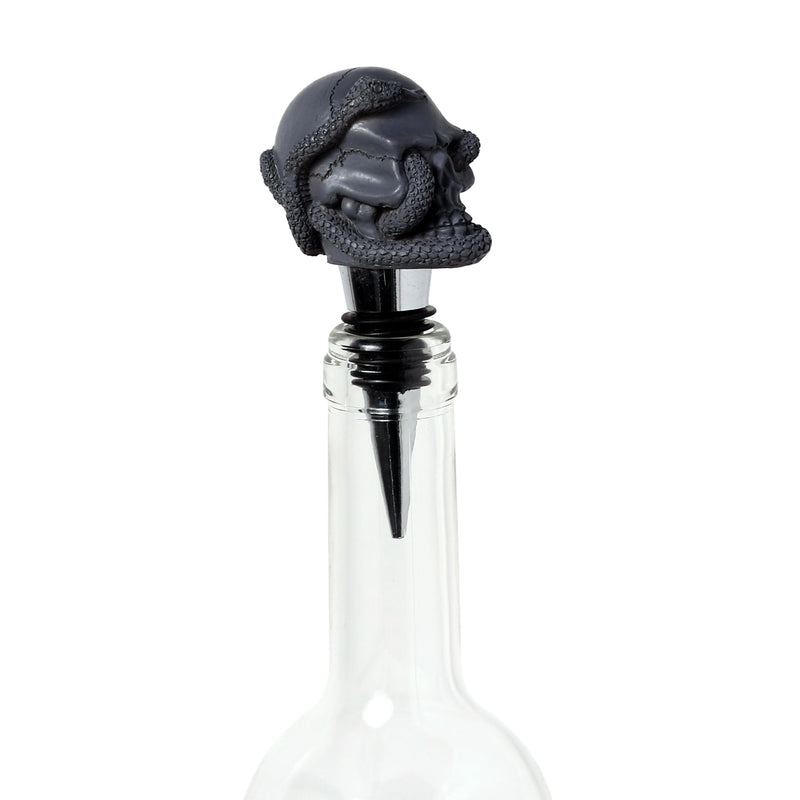 Puckator Skulls and Roses Skull and Snake Bottle Stopper - Ceramic Wine Bottle Stopper for Prosecco and Wine -Wine Glass Bottle Topper Funny Wine Gifts for Wine Lover Red Wine Accessories