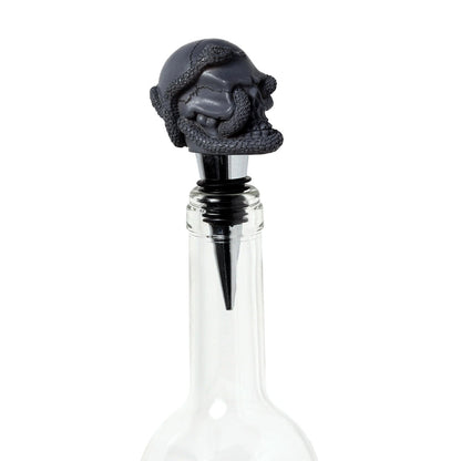 Puckator Skulls and Roses Skull and Snake Bottle Stopper - Ceramic Wine Bottle Stopper for Prosecco and Wine -Wine Glass Bottle Topper Funny Wine Gifts for Wine Lover Red Wine Accessories