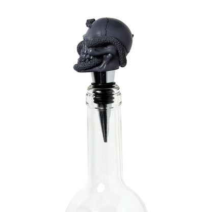 Puckator Skulls and Roses Skull and Snake Bottle Stopper - Ceramic Wine Bottle Stopper for Prosecco and Wine -Wine Glass Bottle Topper Funny Wine Gifts for Wine Lover Red Wine Accessories