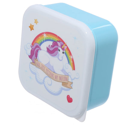 Puckator Enchanted Rainbows Unicorn Set of 3 Lunch Box Snack Storage S/M/L - - Lunchbox with Multi Compartments - Small Food Containers - for Adults and Kids - Girls Boys Lunchbox