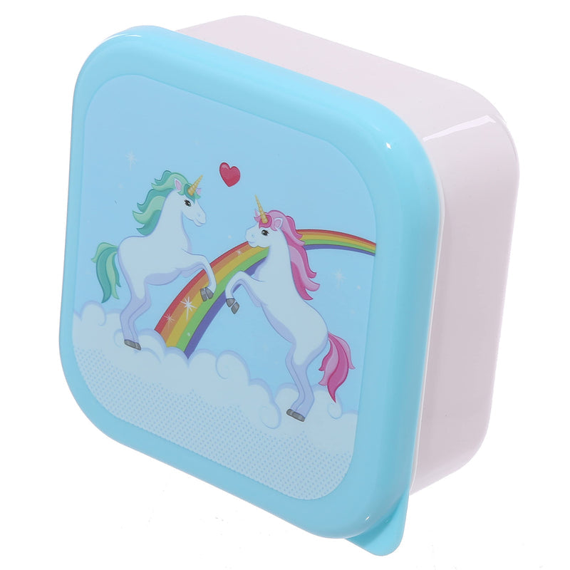 Puckator Enchanted Rainbows Unicorn Set of 3 Lunch Box Snack Storage S/M/L - - Lunchbox with Multi Compartments - Small Food Containers - for Adults and Kids - Girls Boys Lunchbox