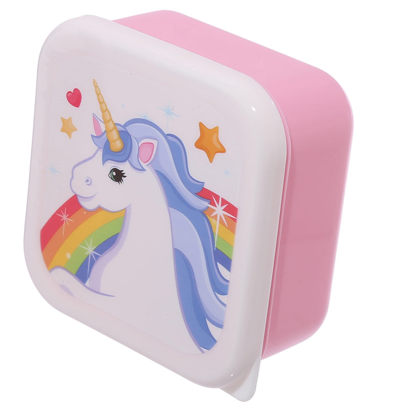 Puckator Enchanted Rainbows Unicorn Set of 3 Lunch Box Snack Storage S/M/L - - Lunchbox with Multi Compartments - Small Food Containers - for Adults and Kids - Girls Boys Lunchbox