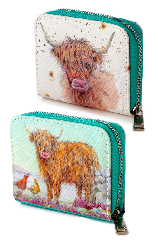 Puckator Jan Pashley Highland Coo Cow Zip Around Small Wallet Purse
