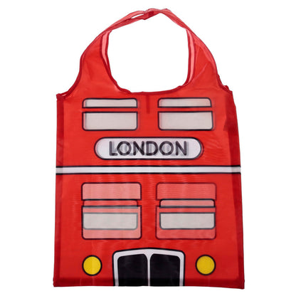 Puckator Foldable Reusable Shopping Bag - London Icons Red Routemaster Bus Design - Folding Shopping Bags - Foldable Tote Bag - Foldaway Shopping Bags - Fold Up Bag in Pouch - Family Beach Bag