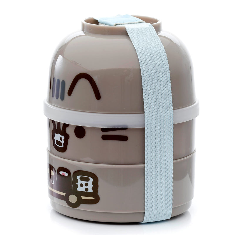 Puckator Pusheen the Cat Stacked Round Bento - Lunch Box for Adults and Kids with Compartments - Snack Box - Food Containers With Lids - Stackable Snack Pots For Kids - Meal Prep Container - Lunchbox