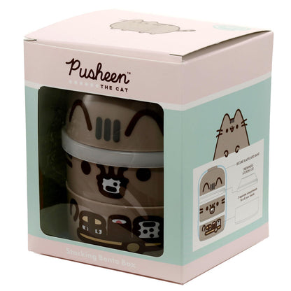 Puckator Pusheen the Cat Stacked Round Bento - Lunch Box for Adults and Kids with Compartments - Snack Box - Food Containers With Lids - Stackable Snack Pots For Kids - Meal Prep Container - Lunchbox