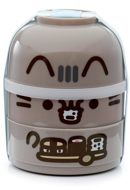 Puckator Pusheen the Cat Stacked Round Bento - Lunch Box for Adults and Kids with Compartments - Snack Box - Food Containers With Lids - Stackable Snack Pots For Kids - Meal Prep Container - Lunchbox