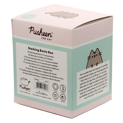 Puckator Pusheen the Cat Stacked Round Bento - Lunch Box for Adults and Kids with Compartments - Snack Box - Food Containers With Lids - Stackable Snack Pots For Kids - Meal Prep Container - Lunchbox