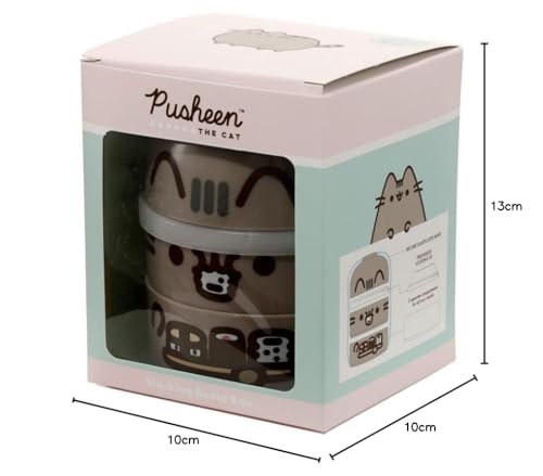 Puckator Pusheen the Cat Stacked Round Bento - Lunch Box for Adults and Kids with Compartments - Snack Box - Food Containers With Lids - Stackable Snack Pots For Kids - Meal Prep Container - Lunchbox