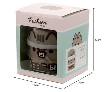 Puckator Pusheen the Cat Stacked Round Bento - Lunch Box for Adults and Kids with Compartments - Snack Box - Food Containers With Lids - Stackable Snack Pots For Kids - Meal Prep Container - Lunchbox