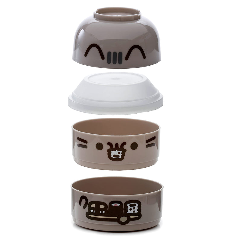 Puckator Pusheen the Cat Stacked Round Bento - Lunch Box for Adults and Kids with Compartments - Snack Box - Food Containers With Lids - Stackable Snack Pots For Kids - Meal Prep Container - Lunchbox