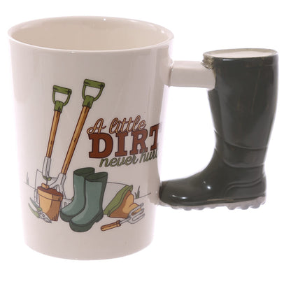 Puckator Garden Wellington Ceramic Shaped Handle Tea Coffee Mug - Funny Home Accessories - Cute Gifts for Girlfriend - Large Mugs for Men Women Hot Drinks - Cups Presents - Secret Santa Gift Cup Set
