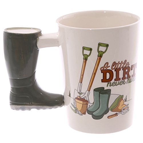 Puckator Garden Wellington Ceramic Shaped Handle Tea Coffee Mug - Funny Home Accessories - Cute Gifts for Girlfriend - Large Mugs for Men Women Hot Drinks - Cups Presents - Secret Santa Gift Cup Set