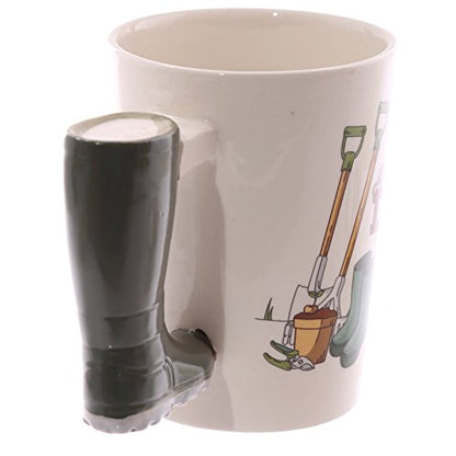 Puckator Garden Wellington Ceramic Shaped Handle Tea Coffee Mug - Funny Home Accessories - Cute Gifts for Girlfriend - Large Mugs for Men Women Hot Drinks - Cups Presents - Secret Santa Gift Cup Set