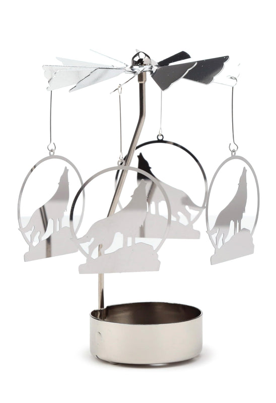 Puckator Howling Wolf Rotating Carousel Spinning Tea Light Candle Holder - Living Room Accessories - Wolf Themed - Home Decoration - Ornaments - Candle Holder - Table Centrepiece Decoration