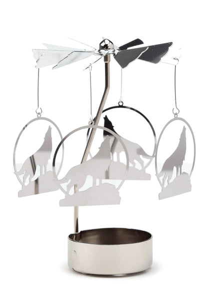 Puckator Howling Wolf Rotating Carousel Spinning Tea Light Candle Holder - Living Room Accessories - Wolf Themed - Home Decoration - Ornaments - Candle Holder - Table Centrepiece Decoration