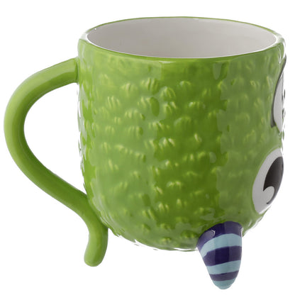 Puckator Monstarz Monster Green Upside Down Ceramic Shaped Tea Coffee Mug - Funny Home Accessories - Cute Gifts for Girlfriend - Large Mugs for Men Women Hot Drinks Cups Presents Secret Santa Gift