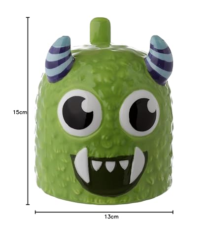 Puckator Monstarz Monster Green Upside Down Ceramic Shaped Tea Coffee Mug - Funny Home Accessories - Cute Gifts for Girlfriend - Large Mugs for Men Women Hot Drinks Cups Presents Secret Santa Gift