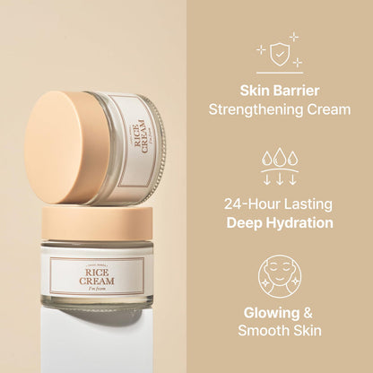 I'm from Rice Cream 1.69 Ounce, 41% Rice Bran Essence with Ceramide, Glowing Look, Improves Moisture Skin Barrier, Nourishes Deeply, Soothing to Even Out Skin Tone, Valentine's Gift