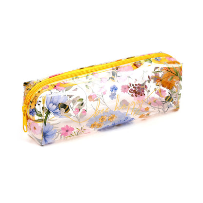 Puckator Nectar Meadows Clear Pencil Case - School Equipment Stuff - Pencil Cases - Large Capacity Preppy Pencil Case - Zipper Pouch - Office Essentials - Pencils Case Cute - Pencilcase - Pen Case