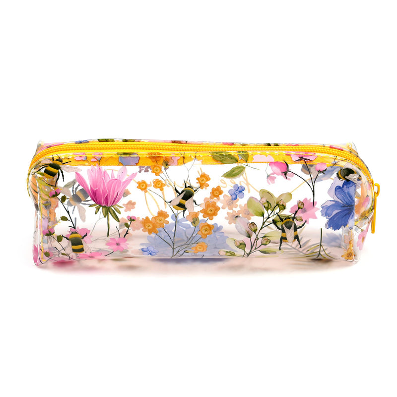Puckator Nectar Meadows Clear Pencil Case - School Equipment Stuff - Pencil Cases - Large Capacity Preppy Pencil Case - Zipper Pouch - Office Essentials - Pencils Case Cute - Pencilcase - Pen Case