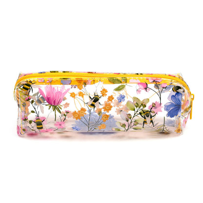 Puckator Nectar Meadows Clear Pencil Case - School Equipment Stuff - Pencil Cases - Large Capacity Preppy Pencil Case - Zipper Pouch - Office Essentials - Pencils Case Cute - Pencilcase - Pen Case