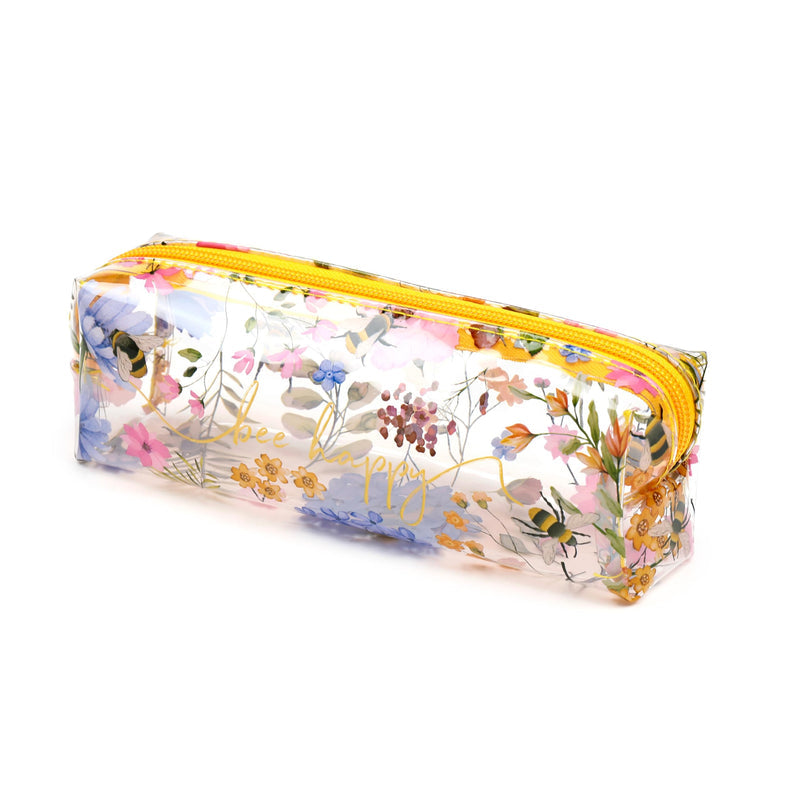 Puckator Nectar Meadows Clear Pencil Case - School Equipment Stuff - Pencil Cases - Large Capacity Preppy Pencil Case - Zipper Pouch - Office Essentials - Pencils Case Cute - Pencilcase - Pen Case
