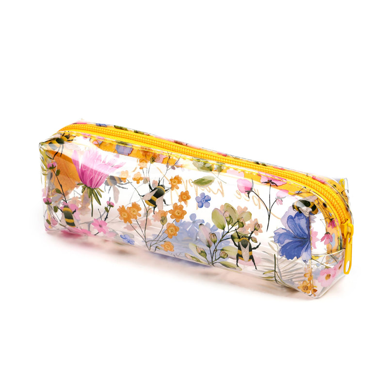 Puckator Nectar Meadows Clear Pencil Case - School Equipment Stuff - Pencil Cases - Large Capacity Preppy Pencil Case - Zipper Pouch - Office Essentials - Pencils Case Cute - Pencilcase - Pen Case