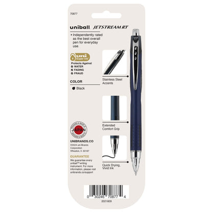 Uni-Ball Jetstream Retractable Ball Point Pens,0.7mm, Black Ink, 3-Count